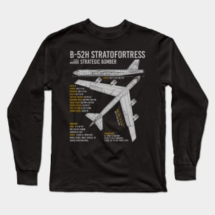 B-52 Stratofortress Blueprint American Bomber Long Sleeve T-Shirt